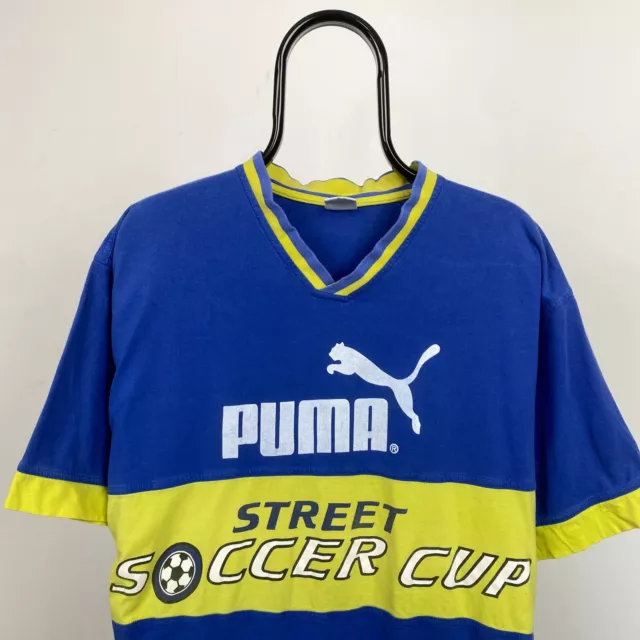 90s Puma Football Shirt T-Shirt Top Blue - Mens XL