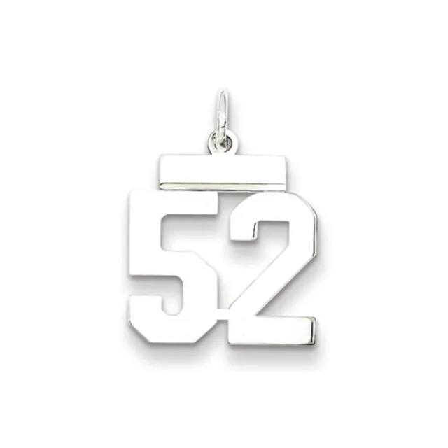 Sterling Silver, Athletic Collection, Large Polished Number 52 Pendant