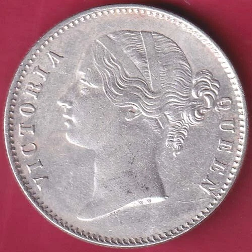 East India Company 1840 Divided Legend Victoria Queen One Rupee Silver Coin#Se55