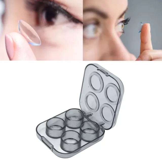 Kit de estuche para lentes de contacto (gris) con clip de pinzas transparentes estuche para lentes de contacto hembra