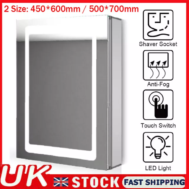 LED Bathroom Mirror Cabinet With Shaver Socket Storage/Demister/Sensor Switch