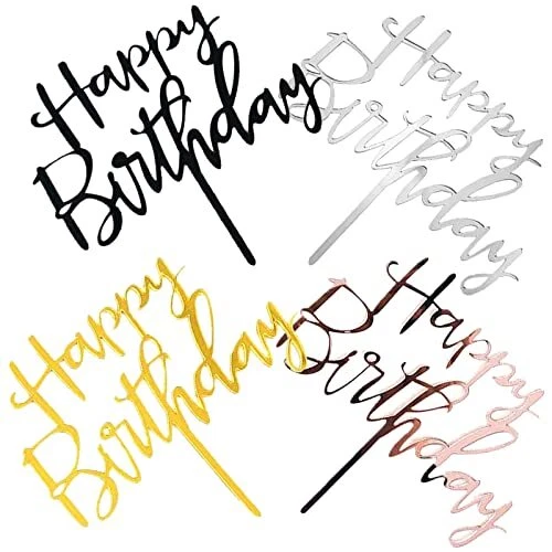 Décorations de gâteau de joyeux anniversaire, décoration de gâteau acrylique, dé