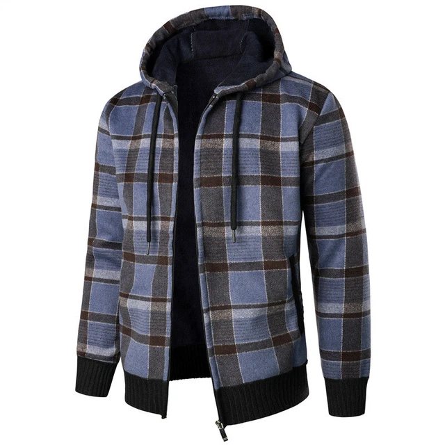 Mens Warm Fleece Lined Hooded Hoodie Winter Zip Up Coat Jacket Sweatshirt M-3XL