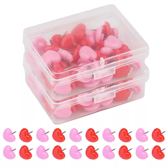 200pcs Heart Shaped Sturdy Push Pins Portable Cute Picture For Bulletin Board