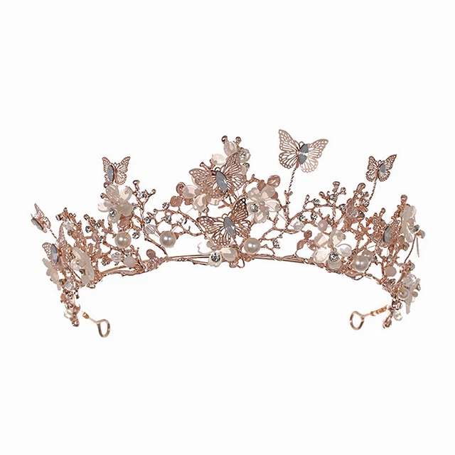 Corona da sposa perle barocche corona di strass e tiara farfalla fascia per capelli matrimonio