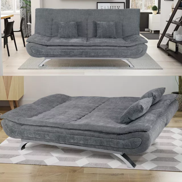 3 Seater Convertible Sofa Bed Double Sleeper Couch Settee Fabric Recliner Sofas