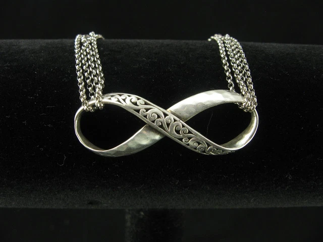 Lois Hill Sterling Silver 925 Three-Strand Infinity Scroll Bracelet - 7.25" Long Lois Hill Sterling Silver 925 Three-Strand Infinity Scroll Bracelet - 7.25" Long