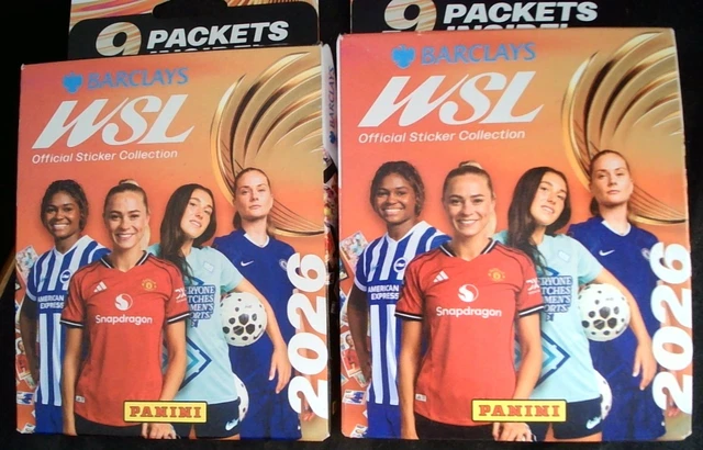 PANINI WSL 2026 Official Sticker Collection. 2x Multi Sets (18 packets ...