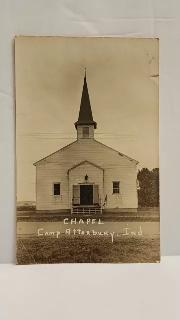 RPPC Vintage Camp Atterbury, Indiana WW2 POSTCARD 1942 Bartholomew Military 40s