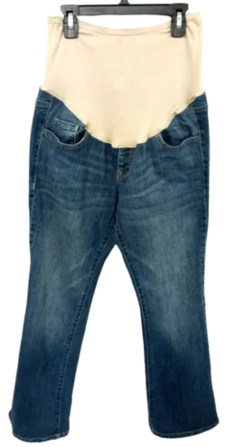 Old navy blue denim multi pockets spandex stretch maternity bootcut jeans 10 S
