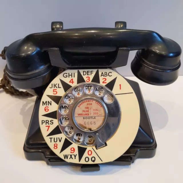 Telephone 232CB FWR2 GPO Black Bakelite Rotary Dial