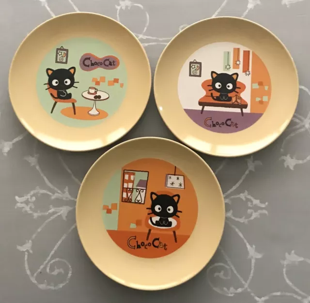 Set Of 3 RARE Sanrio Chococat  Ceramic Plate Dish Hello Kitty Kawaii Japan