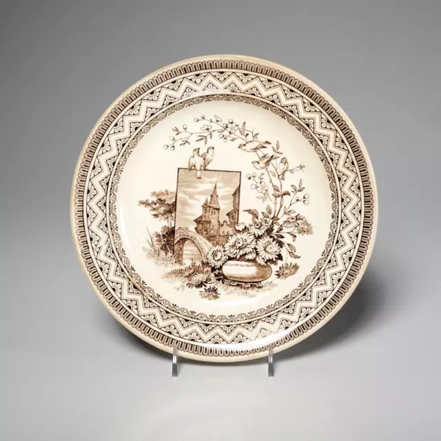 Wedgwood Edinburgh Aesthetic Period 1800s England Brown Transferware Plate 8.25"