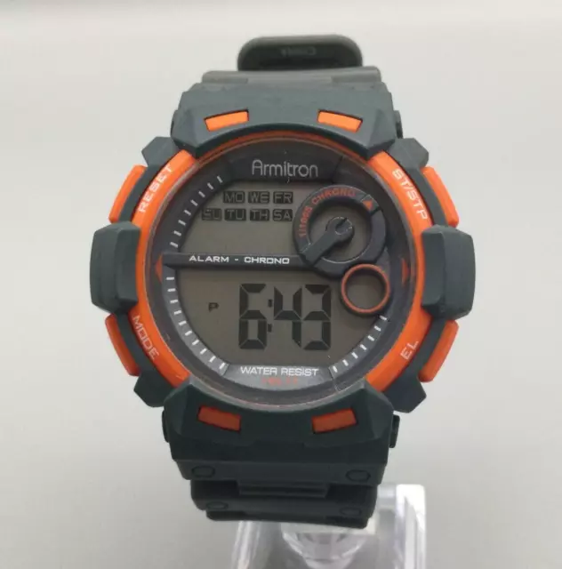 Armitron All-Sport Watch Men 50mm Digital Orange Gray Date New Battery