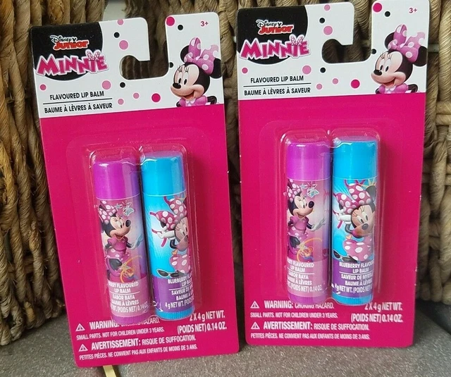 DISNEY Junior MINNIE MOUSE  2-PC BERRY & BLUEBERRY FLAVORED LIP BALM .14 OZ
