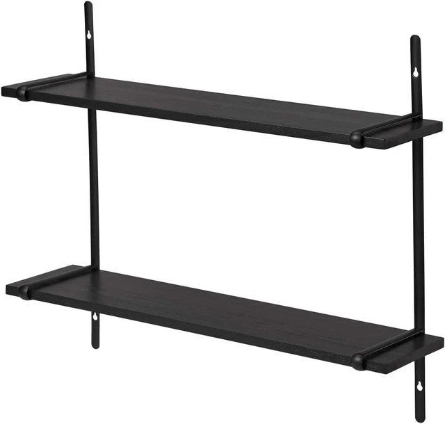 2 Tiers Wall Mounted Wood Shelves for Bedroom, Bathroom, Living Room, Kitchen
