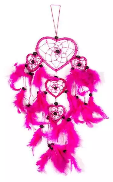 45cm x 9cm Neon Pink  Dreamcatcher Herz Traumfänger Pinke Federn Deko Kinder