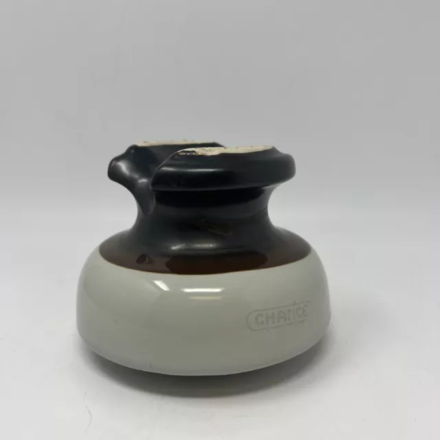 Large Vintage Antique Chance 3 Tier Mushroom Porcelain Insulator In Grey & Brown 2