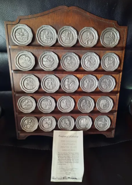 The Colonial Craftsmen Pewter Plates & Display from The Franklin Mint From 1981