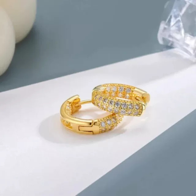 14k yellow gold over 925 sterling silver huggie earrings lab created diamonds