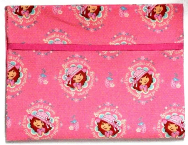 Toddler Pillowcase for Strawberry Shortcake on Pink 100%Cotton #SB17 Handmade