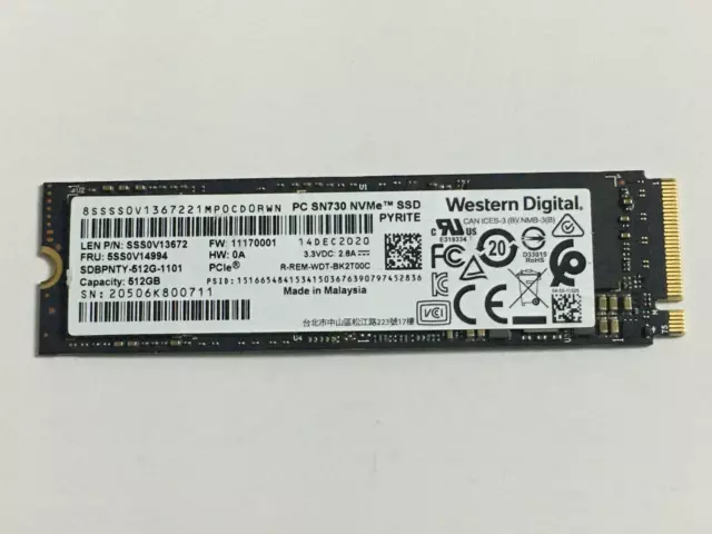 Western Digital PC SN730 SDBPNTY-512G-1101 512GB SSD M.2 2280 NVMe PCIe 3.0 x4