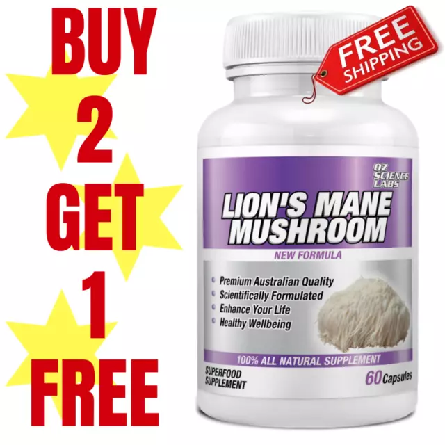 Lions Mane Mushroom 1000mg Memory | Nootropic | Focus Buy 2 - Get 1 FREE