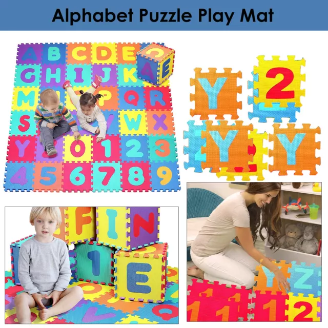 36pcs Interlocking Soft EVA Foam Floor Mat Tiles ABC123 Educational Play Room