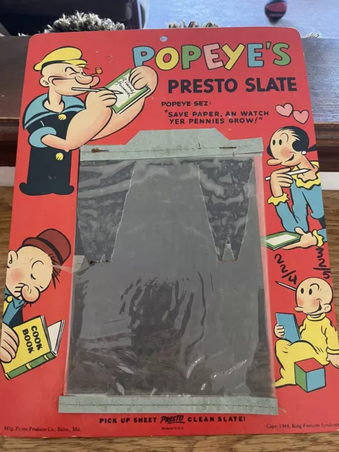 Vintage 1944 POPEYE OLIVE WIMPY SWEAT PEA Preston Magic Slate Collectible Toy