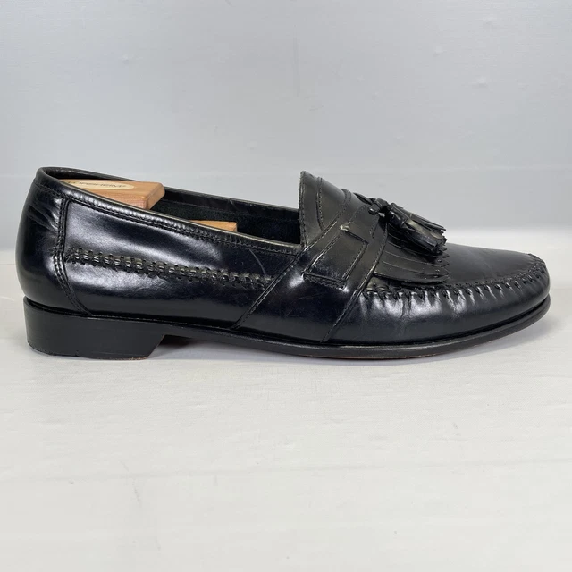 Angelo Galasso Black Leather Cap Toe Kiltie Loafer Angelo Galasso Rubber Soled Black Leather Cap Toe Kiltie  main image 3