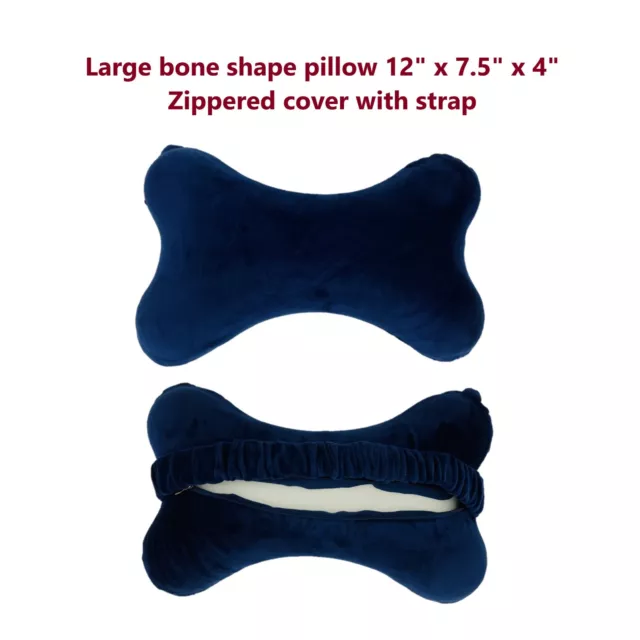 12x7.5x4 Bone Pillow Neck Head Rest Memory Foam Travel Trip Posture Support Navy
