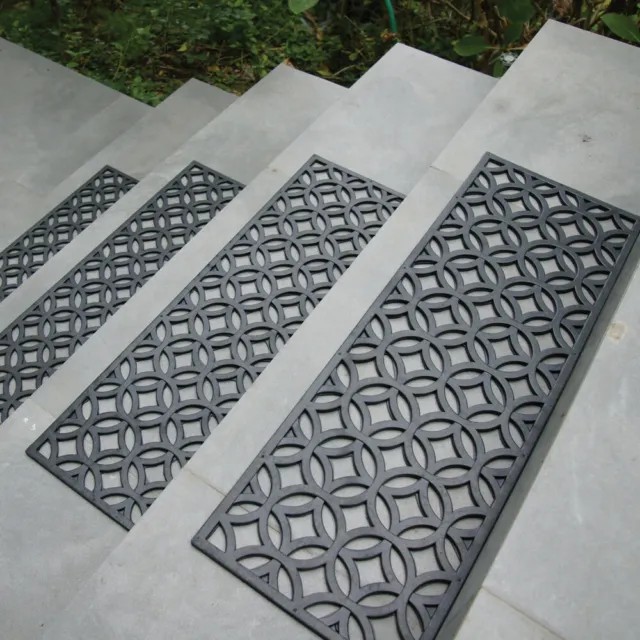 Rubber-Cal 6-Piece Azteca Stair Treads Rubber Step Mats, 9.75 by 29.75 inch