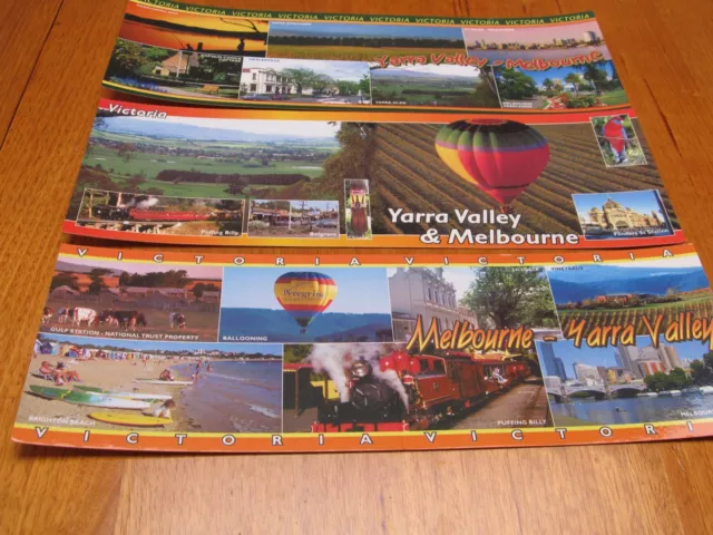 Three Large Yarra Valley and Melbourne SUPER VIEWS Postcards - mint unused