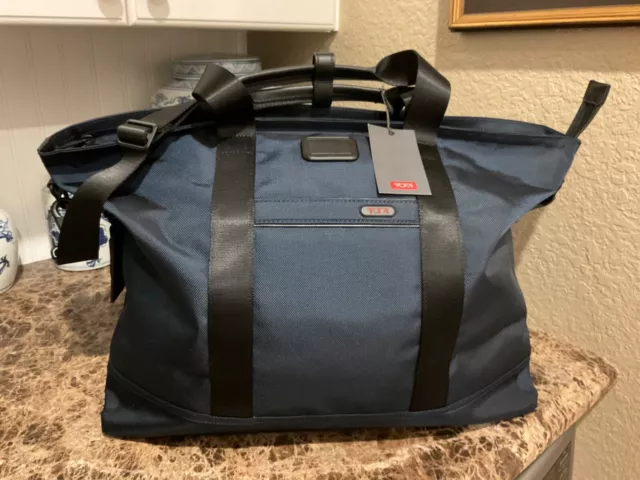 NEW Tumi Ballistic Nylon Zip Top Carryall Tote Bag - NAVY BLUE & BLACK - $425