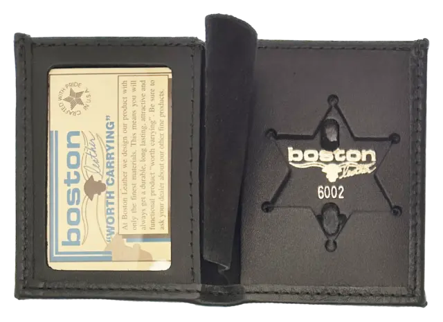 BOSTON LEATHER BOOK STYLE BADGE CASE: 6 Point Star Cutout (100-S-6002)