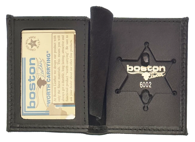 BOSTON LEATHER BOOK STYLE BADGE CASE: 6 Point Star Cutout (100-S-6002)