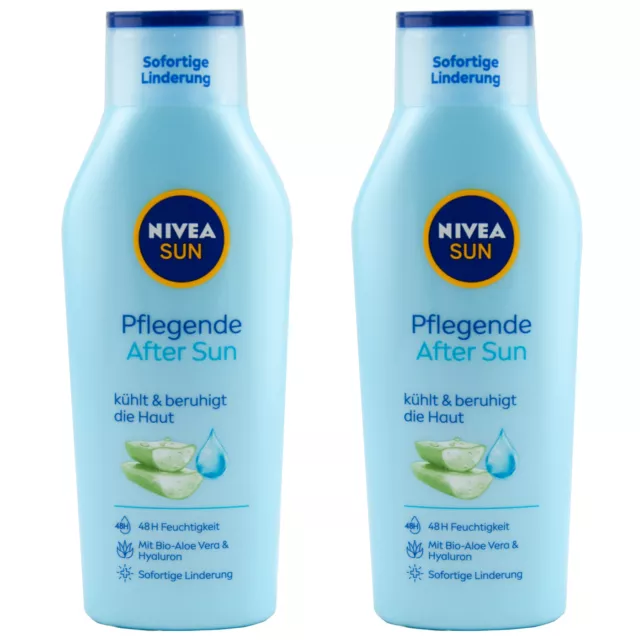 Nivea Sun Soins Après Sun Lait 2 x 400 ML Refroidit Et Calme Avec Aloe Vera