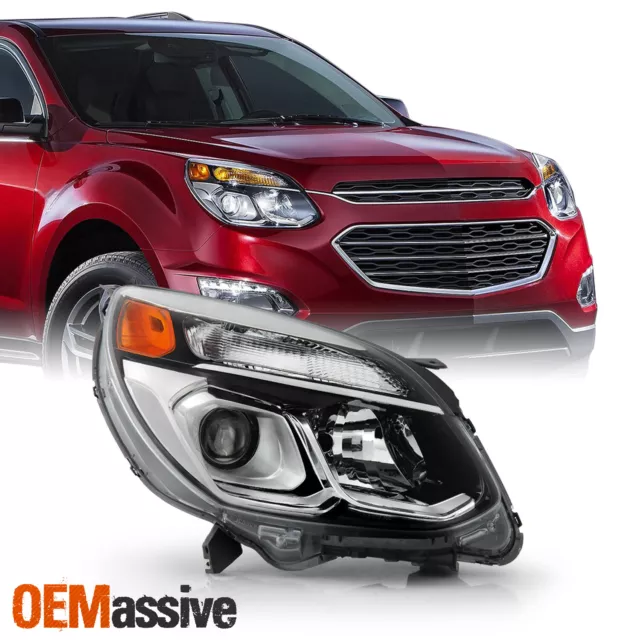 For 2016-2017 Chevy Equinox [Halogen Type] Projector Chrome Headlight Passenger