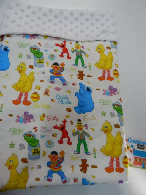 Baby Blanket Sesame Street Bassinet Moses Basket Minky Back  90cm x 70cm