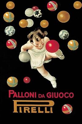 Poster Manifesto Locandina Pubblicitaria Vintage Gomme Auto Pneumatici Pirelli