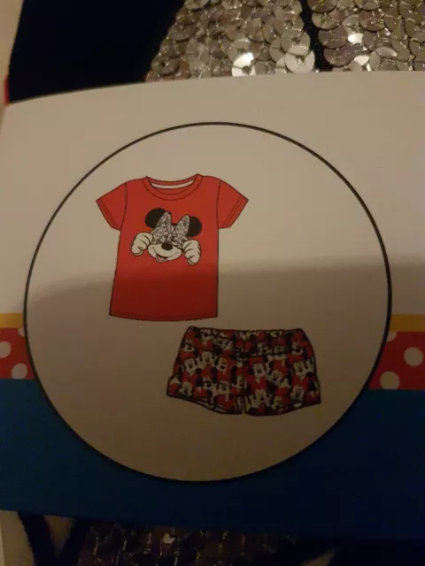 Maglietta e pantaloncini pigiama pigiama Primark per ragazze Disney Minnie Mouse età 2/3 anni