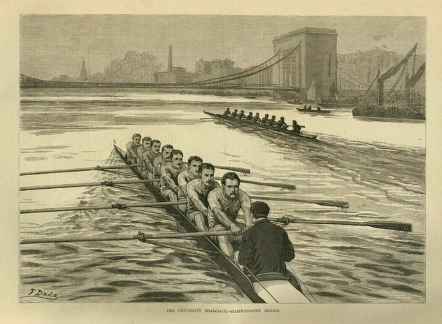 Racing Eight Rowing Shell ROWING OXFORD CAMBRIDGE University Boat-Race Eight Rowers Shell Sweep ...