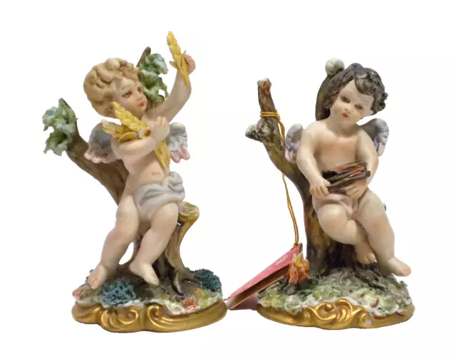 Porcellana Capodimonte - Coppia Di Putti - 4 Stagioni - Con Certificato La Medea