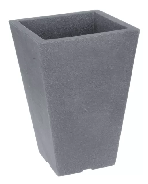 Grand Carré Gris Intérieur Extérieur Pot de Fleur 35cm Effet Pierre