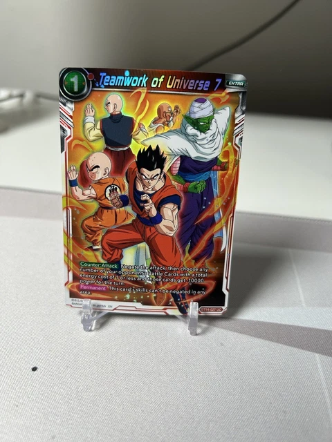 Teamwork Dbz TEAMWORK OF UNIVERSE 7 BT14-027 UC Dragon Ball Super Reverse Holo Cross ...