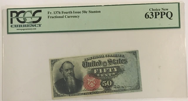 Fractional Currency Fourth Issue .50 Cents Fr # 1376 Pcgs Choice New 63 Ppq