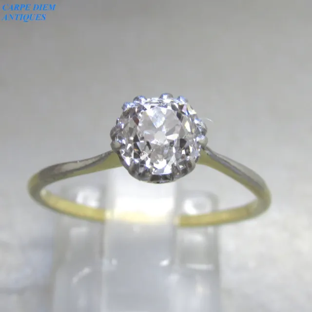 ART DECO BEAUTIFUL 1.10CT OLD ROSE CUT DIAMOND 18ct GOLD SOLITAIRE RING UK O & 7