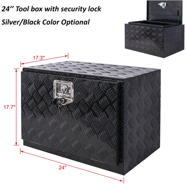 24& HEAVY DUTY Black Aluminum Tool Box Truck Storage Underbody ATV/RV