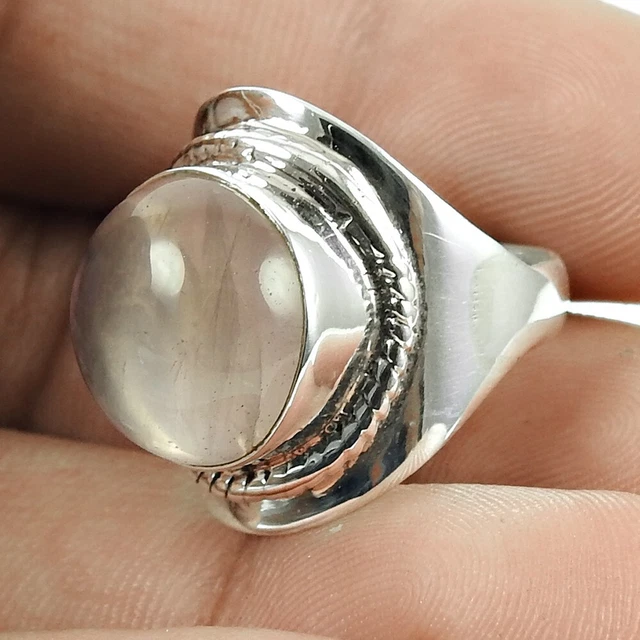 Gift For Women Cocktail Bohemian Ring Size 5.5 925 Silver Natural Rose Quartz Q3