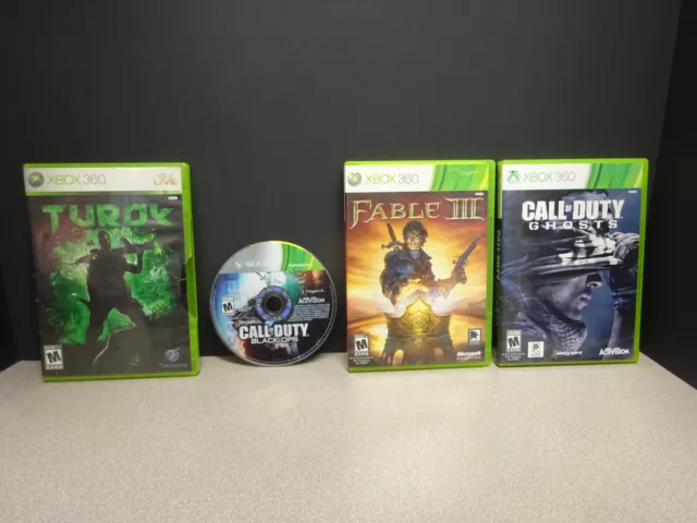 Lot of 4 XBOX 360: Turok, Fable III, Call of Duty Ghosts & Black Ops Microsoft